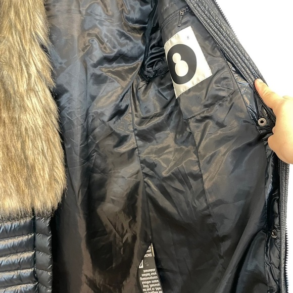 Nwt SNOWMAN NY Puffer Jacket Down Fill Faux Fur Black Long Coat Sz Medium - Picture 16 of 16